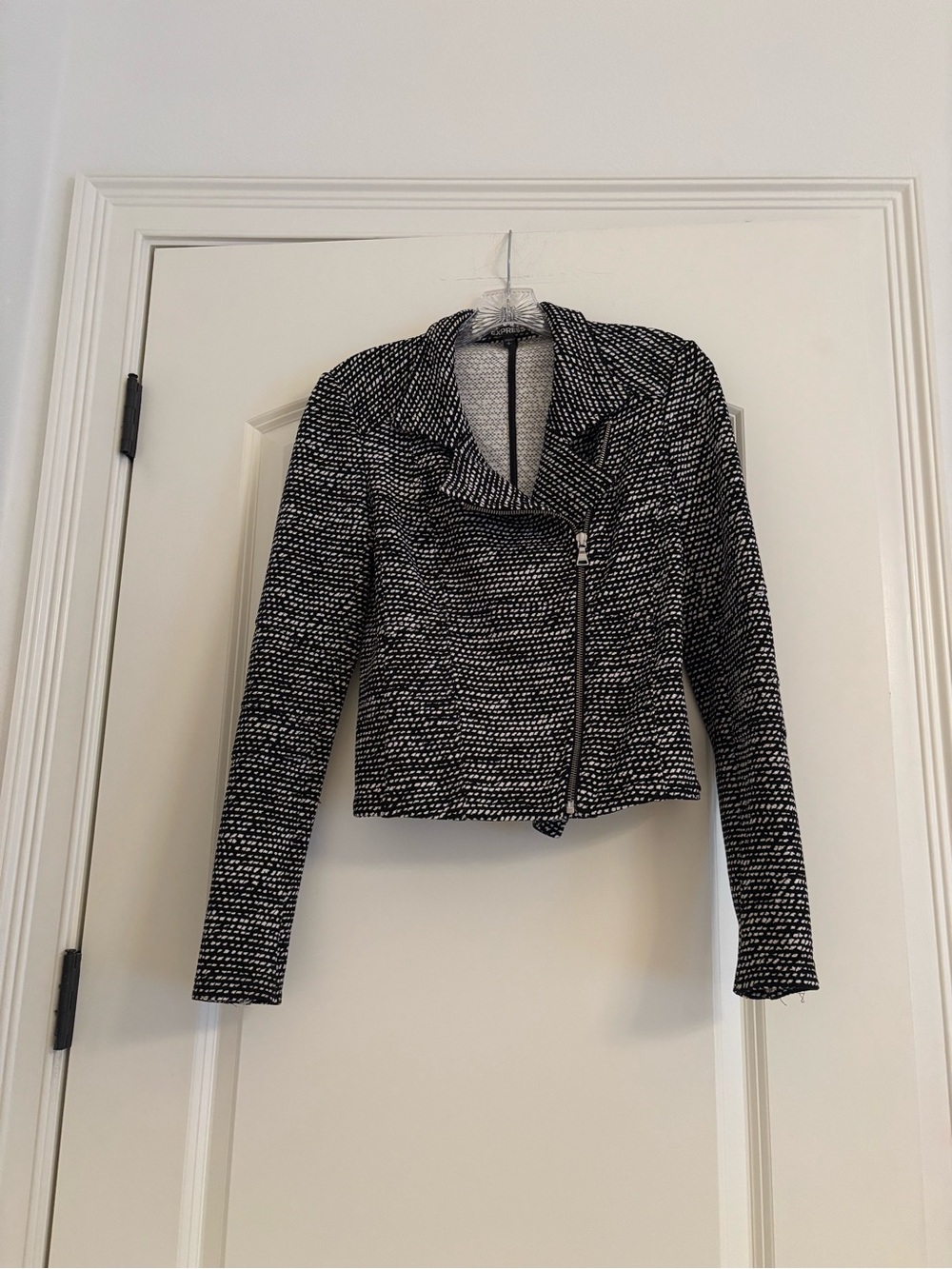 Express Black & White Tweed Moto Jacket